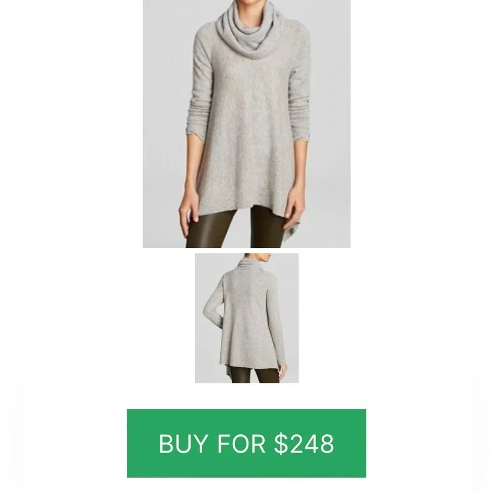 C by Bloomingdale’s 100% 2 ply Cashmere Cowl neck sweater gray size M - Picture 5 of 12